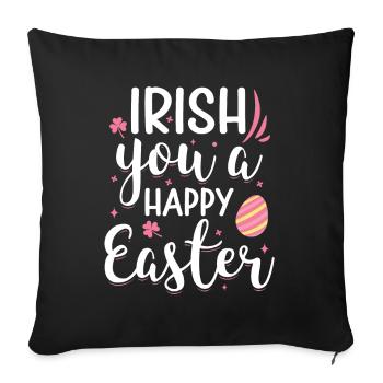 Irish You Happy Easter Holidays Pink Shamrock - Sofa pillowcase 17,3'' x 17,3'' (45 x 45 cm) - black - Front