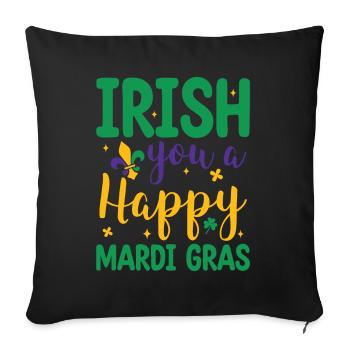 Irish You A Happy Mardi Gras Green Clover - Sofa pillowcase 17,3'' x 17,3'' (45 x 45 cm) - black - Front