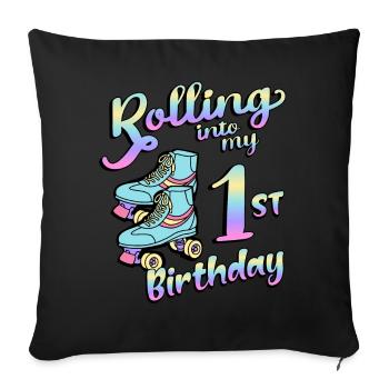 Rolling Into My 1st Birthday Quad Skater - Sofakissenbezug 45 x 45 cm - Schwarz - Vorne