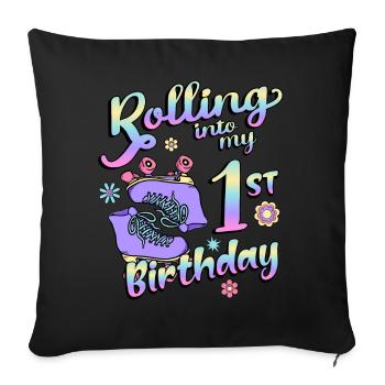 Rolling Into My 1st Birthday Quad Skater - Sofakissenbezug 45 x 45 cm - Schwarz - Vorne
