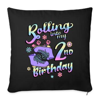 Rolling Into My 2nd Birthday Quad Skater - Sofakissenbezug 45 x 45 cm - Schwarz - Vorne
