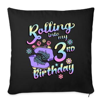 Rolling Into My 3rd Birthday Quad Skater - Sofakissenbezug 45 x 45 cm - Schwarz - Vorne