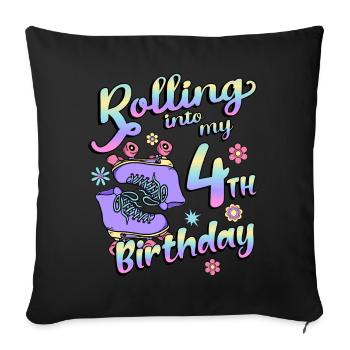 Rolling Into My 4th Birthday Quad Skater - Sofakissenbezug 45 x 45 cm - Schwarz - Vorne