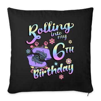 Rolling Into My 6th Birthday Quad Skater - Sofakissenbezug 45 x 45 cm - Schwarz - Vorne