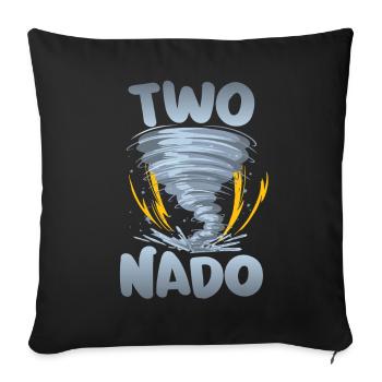 Zwei-nado warning 2nd birthday | Tornado - Sofa pillowcase 17,3'' x 17,3'' (45 x 45 cm) - black - Front