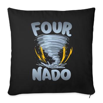 Four-nado warning 4th birthday | Tornado - Sofa pillowcase 17,3'' x 17,3'' (45 x 45 cm) - black - Front
