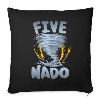 Five-nado Warning 4th birthday | Tornado - Sofa pillowcase 17,3'' x 17,3'' (45 x 45 cm) - black - Front