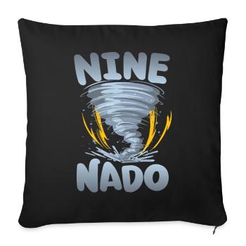 Nine-nado Warning 9th birthday | Tornado - Sofa pillowcase 17,3'' x 17,3'' (45 x 45 cm) - black - Front