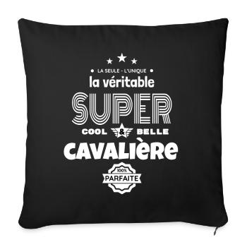 super cavalière 100% parfaite humour - Housse de coussin décorative 45 x 45 cm - noir - Devant