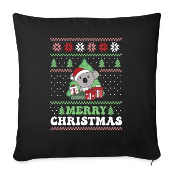 Joyeux Noël rétro moche Noël Koala - Housse de coussin décorative 45 x 45 cm - noir - Devant