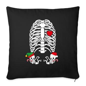 Gémeaux Grossesse Squelette de Noël - Housse de coussin décorative 45 x 45 cm - noir - Devant