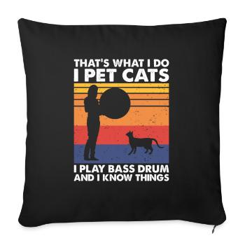 That's What Do Pet Cats Play Bass Drum Know Things - Sofa pillowcase 17,3'' x 17,3'' (45 x 45 cm) - black - Front