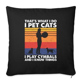 That's What Do Pet Cats Play Cymbals & Know Things - Sofa pillowcase 17,3'' x 17,3'' (45 x 45 cm) - black - Front