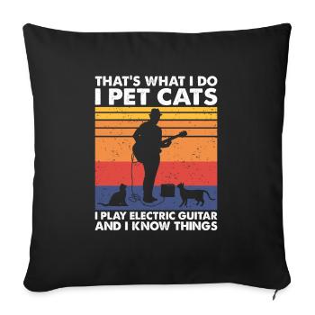 Pet Cats Play Electric Guitar & Know Things - Sofa pillowcase 17,3'' x 17,3'' (45 x 45 cm) - black - Front