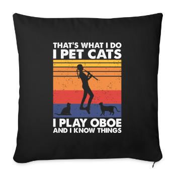 That's What Do Pet Cats Play Oboe & Know Things - Sofa pillowcase 17,3'' x 17,3'' (45 x 45 cm) - black - Front