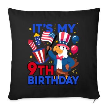 Es Ist Mein 9. Geburtstag Firecracker Kid 4th Of - Sofakissenbezug 45 x 45 cm - Schwarz - Vorne