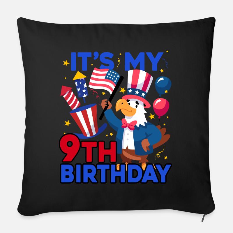 C’est mon 9ème anniversaire Firecracker Kid 4ème - Housse de coussin décorative 45 x 45 cm - noir