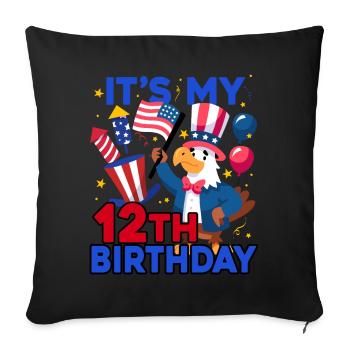 Es Ist Mein 12. Geburtstag Firecracker Kid 4th Of - Sofakissenbezug 45 x 45 cm - Schwarz - Vorne