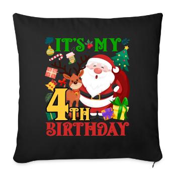 C’est mon 4ème anniversaire Père Noël - Housse de coussin décorative 45 x 45 cm - noir - Devant