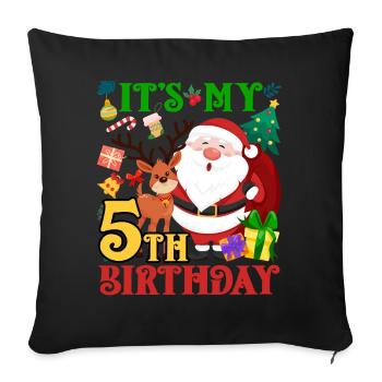 Es Ist Mein 5. Geburtstag Weihnachtsmann - Sofakissenbezug 45 x 45 cm - Schwarz - Vorne