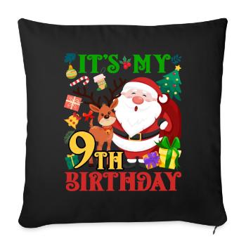 Es Ist Mein 9. Geburtstag Weihnachtsmann - Sofakissenbezug 45 x 45 cm - Schwarz - Vorne