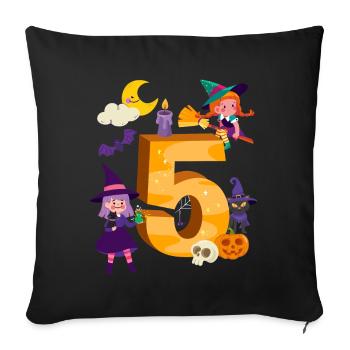 5th Birthday Witch Broom 5 Years Old Child - Sofa pillowcase 17,3'' x 17,3'' (45 x 45 cm) - black - Front