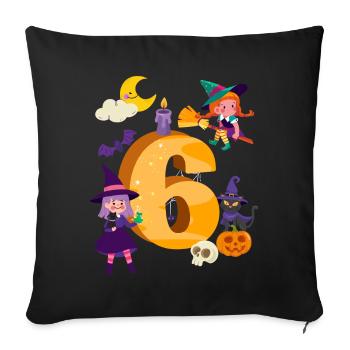 6th Birthday Witch Broom 6 Years Old Child - Sofa pillowcase 17,3'' x 17,3'' (45 x 45 cm) - black - Front