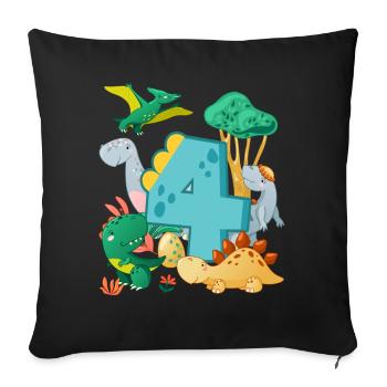 Herd of cute dinosaurs 4th birthday 4 - Sofa pillowcase 17,3'' x 17,3'' (45 x 45 cm) - black - Front