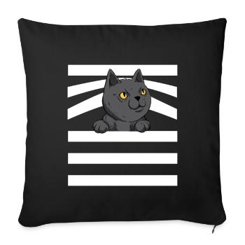 Cute cat sneaks out pet owner - Sofa pillowcase 17,3'' x 17,3'' (45 x 45 cm) - black - Front
