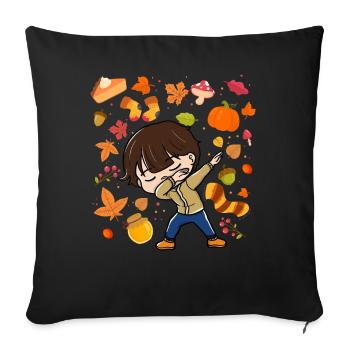 Dabs Young Automne Maple Pumpkin Saison d’automne - Housse de coussin décorative 45 x 45 cm - noir - Devant