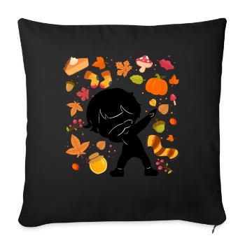 Silhouette Jeune Automne Maple Citrouille Automne - Housse de coussin décorative 45 x 45 cm - noir - Devant