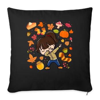 Dabbing Girl Fall Maple Pumpkin Fall Season - Sofa pillowcase 17,3'' x 17,3'' (45 x 45 cm) - black - Front