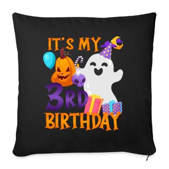 C’est mon 3ème anniversaire Spooky Ghost Halloween - Housse de coussin décorative 45 x 45 cm - noir - Devant