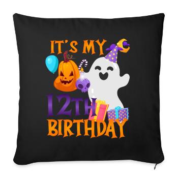 It's my 12th birthday Spooky Ghost Halloween - Sofa pillowcase 17,3'' x 17,3'' (45 x 45 cm) - black - Front
