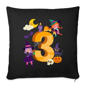 3rd Birthday Witch Broom 3 Years Old Child - Sofa pillowcase 17,3'' x 17,3'' (45 x 45 cm) - black - Front