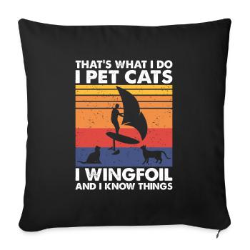 That's What Do Pet Cats Wingfoil & Know Things - Sofa pillowcase 17,3'' x 17,3'' (45 x 45 cm) - black - Front