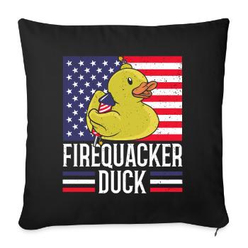 Firequacker Duck 4. Juli Firecracker - Sofakissenbezug 45 x 45 cm - Schwarz - Vorne