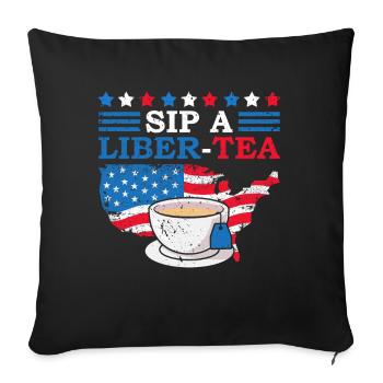Sip A Liber-tee 4. Juli Teetrinker Independence - Sofakissenbezug 45 x 45 cm - Schwarz - Vorne