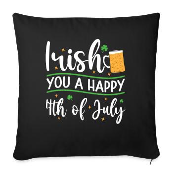 Irish You A Joyeux 4th Of July Green Clover - Housse de coussin décorative 45 x 45 cm - noir - Devant