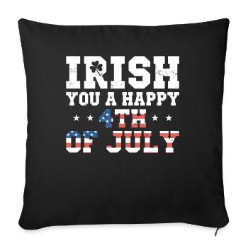 Irish You A Joyeux 4th Of July Green Clover - Housse de coussin décorative 45 x 45 cm - noir - Devant