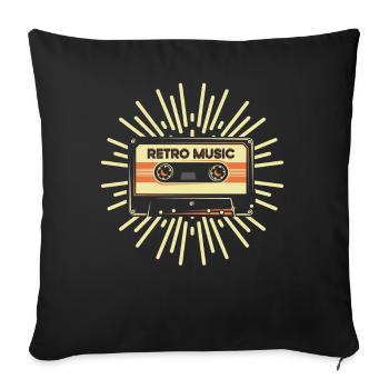 Rétro Music Vintage Cassette Lover - Housse de coussin décorative 45 x 45 cm - noir - Devant
