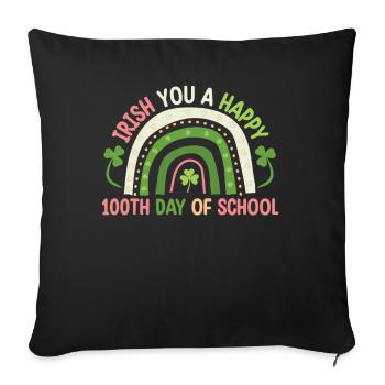 Irish You A Happy 100th Day Of School Green - Sofa pillowcase 17,3'' x 17,3'' (45 x 45 cm) - black - Front