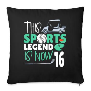 Cette légende du sport a maintenant 16 ans, jeu de golf 16. - Housse de coussin décorative 45 x 45 cm - noir - Devant