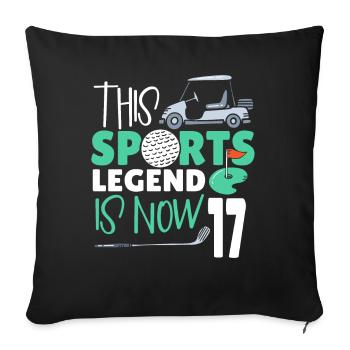 Cette légende du sport a maintenant 17 ans, jeu de golf 17. - Housse de coussin décorative 45 x 45 cm - noir - Devant
