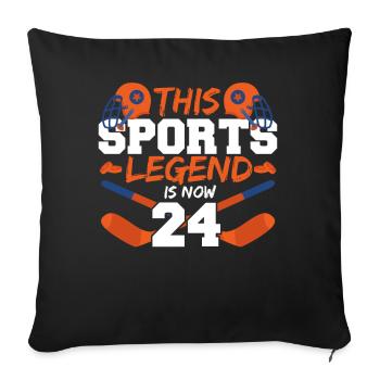 This sports legend is now 24, hockey game 24. - Sofa pillowcase 17,3'' x 17,3'' (45 x 45 cm) - black - Front