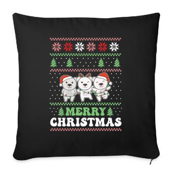 Merry Christmas retro ugly christmas polar bear - Sofa pillowcase 17,3'' x 17,3'' (45 x 45 cm) - black - Front