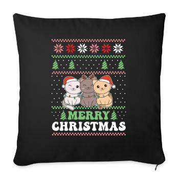 Merry Christmas retro ugly christmas cat - Sofa pillowcase 17,3'' x 17,3'' (45 x 45 cm) - black - Front