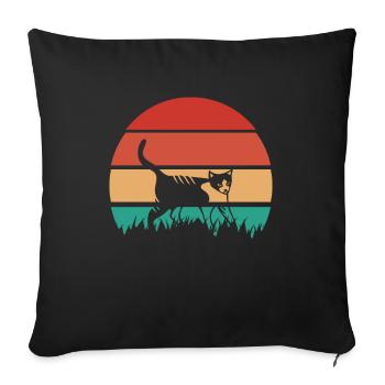 Chaton Propriétaire Chaton Vintage - Housse de coussin décorative 45 x 45 cm - noir - Devant