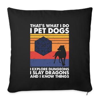 Dogs Explore Dungeons Slay Dragons Tabletop RPG - Sofa pillowcase 17,3'' x 17,3'' (45 x 45 cm) - black - Front