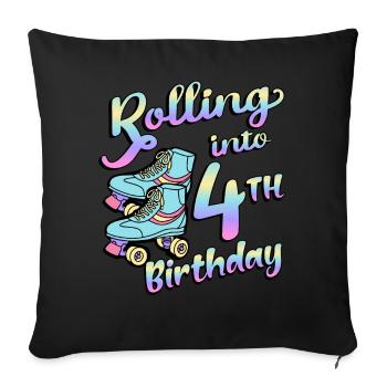 Rolling Into 4. Geburtstag Quad Skater - Sofakissenbezug 45 x 45 cm - Schwarz - Vorne